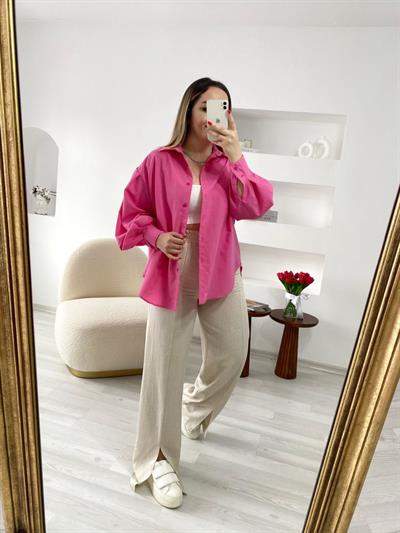 Balon Kol Pembe Gömlek
