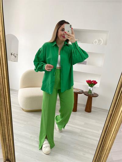 Balon Kol Yeşil Gömlek