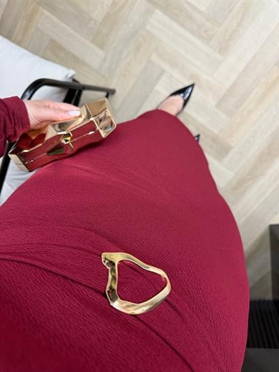 Barnes Gold Detaylı Orj Marka Model Elbise Bordo