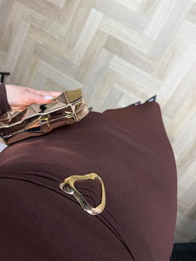 Barnes Gold Detaylı Orj Marka Model Elbise Kahverengi