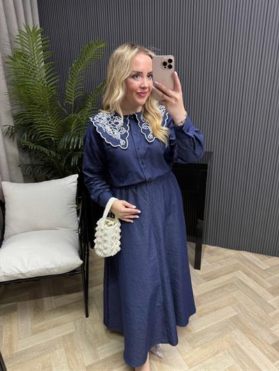 Bebe Yaka İşlemelı Denim Gömlek