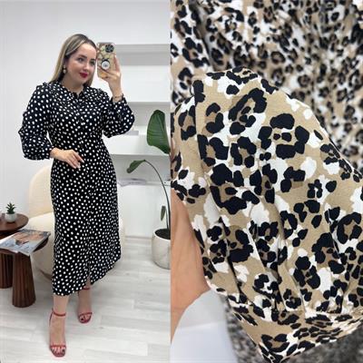 Bebe Yaka Leopar Midi Boy Elbise