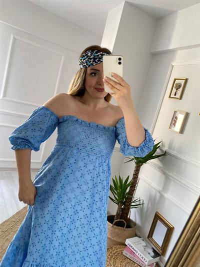 Bebek Mavi Fisto Özel Tasarım Elbise