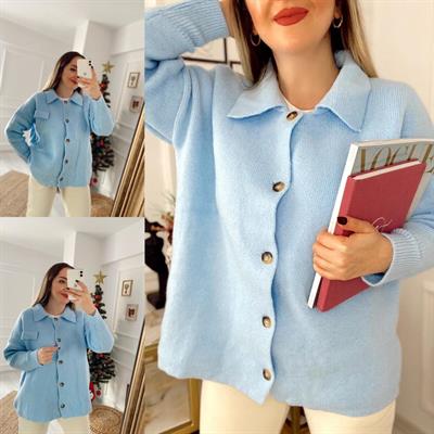 Bebek Mavi Triko Ceket