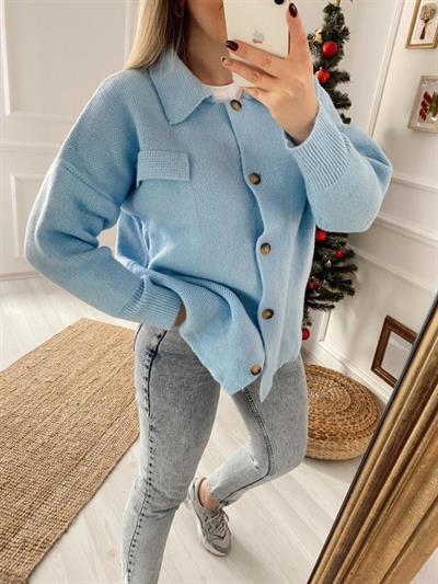 Bebek Mavi Triko Ceket