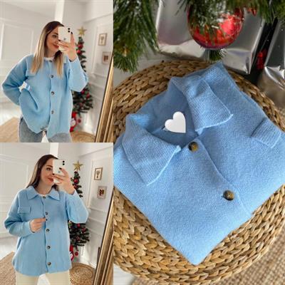 Bebek Mavi Triko Ceket