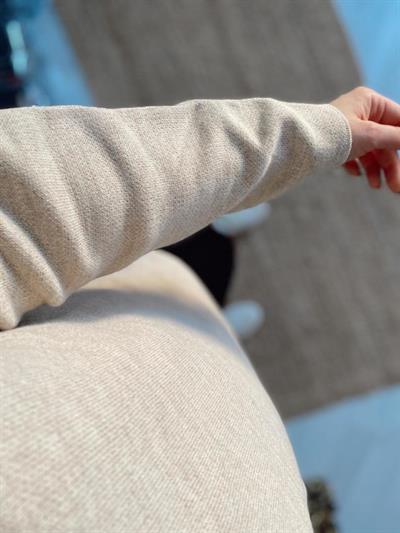 Bej Fermuarlı Triko Sweat