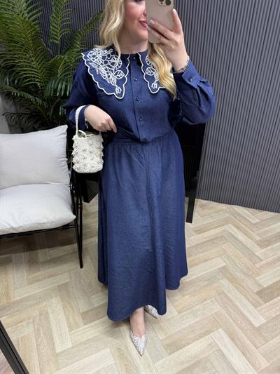 Beli Lastikli Denim Etek