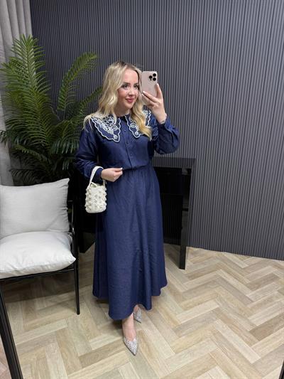 Beli Lastikli Denim Etek