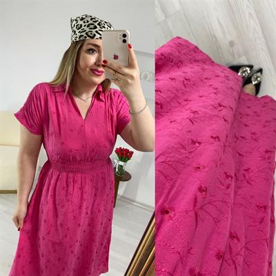 Beli Lastikli Fisto Pembe Elbise
