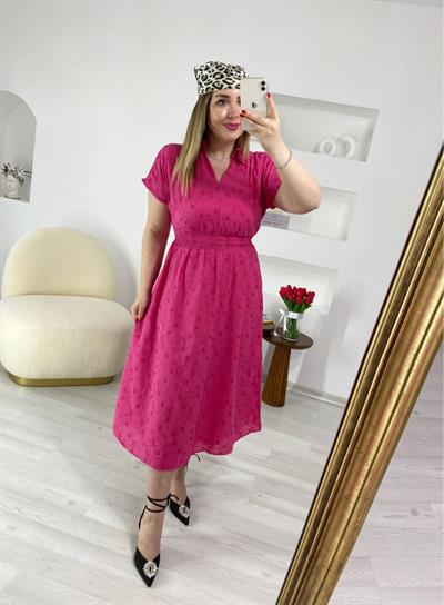 Beli Lastikli Fisto Pembe Elbise