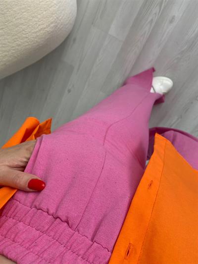 Beli Lastikli Keten Pantolon Pembe