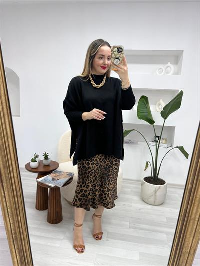 Beli Lastikli Leopar Acı Kahve Etek