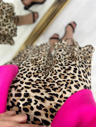 Beli Lastikli Leopar Saten Etek