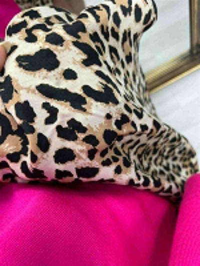 Beli Lastikli Leopar Saten Etek