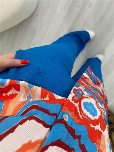 Beli Lastikli Pantolon Mavi