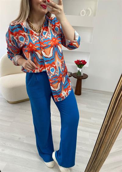 Beli Lastikli Pantolon Mavi