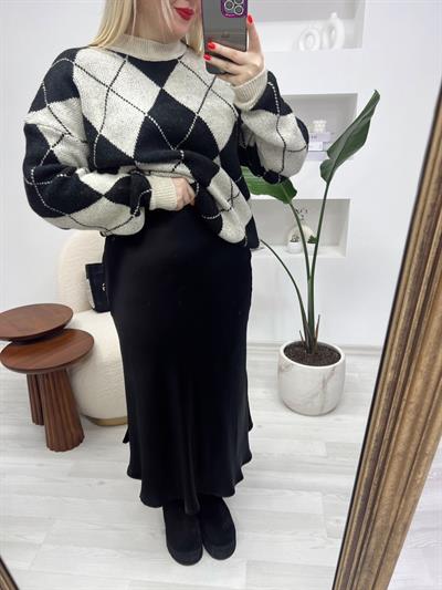 Beli Lastikli Siyah Saten Etek