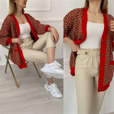 Beli Lastikli Taş Rengi Keten Pantolon