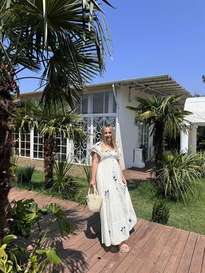 Bella Mavi Nakiş Ve Deniz Kabuklu İthal Pamuk Elbise