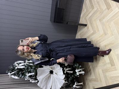 Bella Tasarım Belden Oturtmalı Denim Elbise