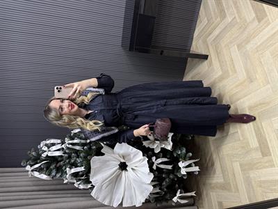 Bella Tasarım Belden Oturtmalı Denim Elbise