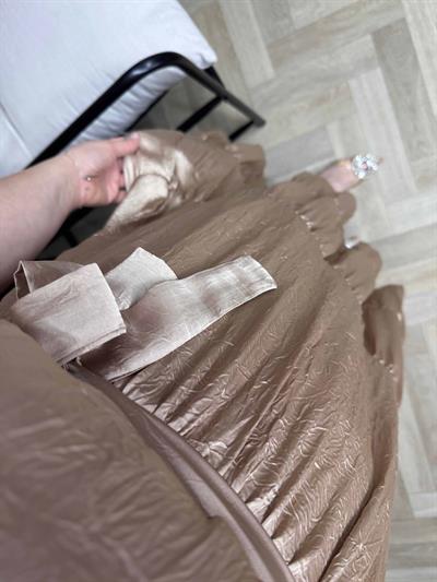 Bella Tasarım İpek Saten Elbise Bronz