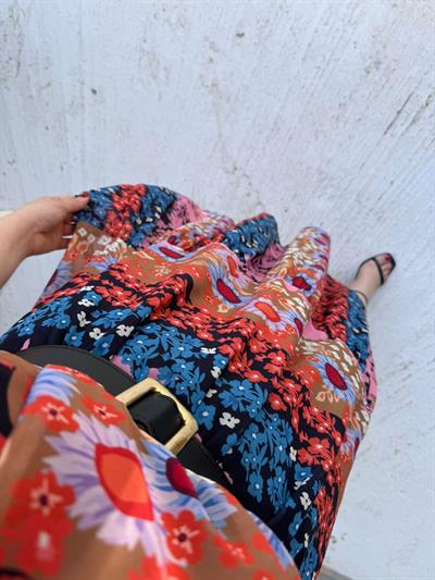 Bellisima Kemerli Kisa Kol Şifon Elbise Renkli