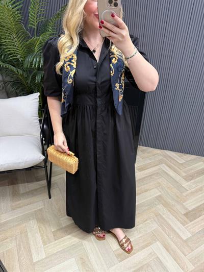Berlin Pamuk Poplin Maxi Elbise Siyah