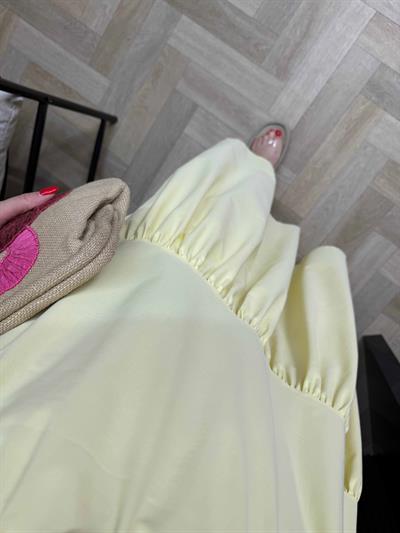Berrak Beli Lastikli Pamuk Poplin Elbise Butter Yellow