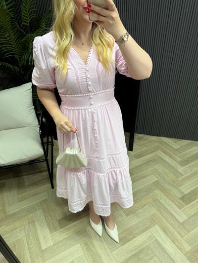 Berry Premium Pamuk Elbise Toz Pembe