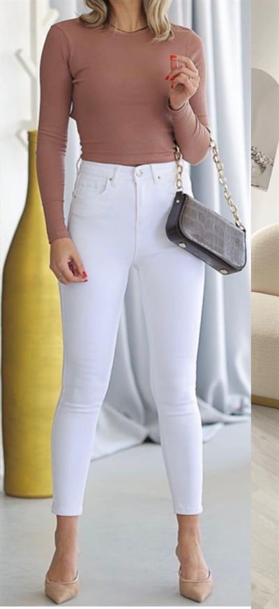 Beyaz Boyfit Beyaz Jean (İç Göstermez)