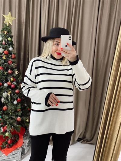 Beyaz Çizgili Triko