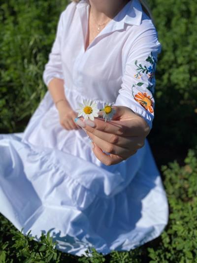Beyaz Nakiş İşleme Elbise