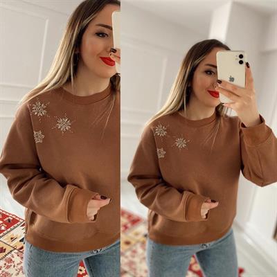 Beymen Taşlı Kahverengi Sweat