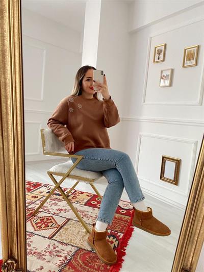 Beymen Taşlı Kahverengi Sweat