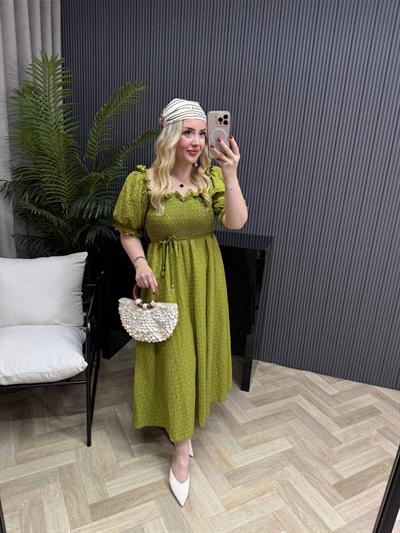 Biana Gipeli Fisto Tasarım Elbise Olive