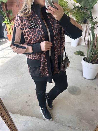 Broş Detaylı Elit Tasarım Takım Leopar