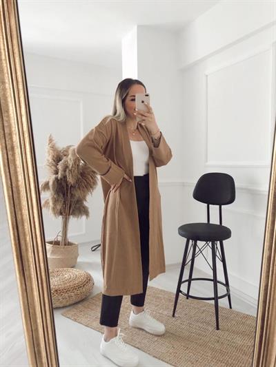 Camel Pirinç Örgü Hırka