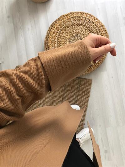 Camel Pirinç Örgü Hırka
