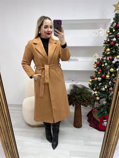 Camel Renk  Kaşe Kaban