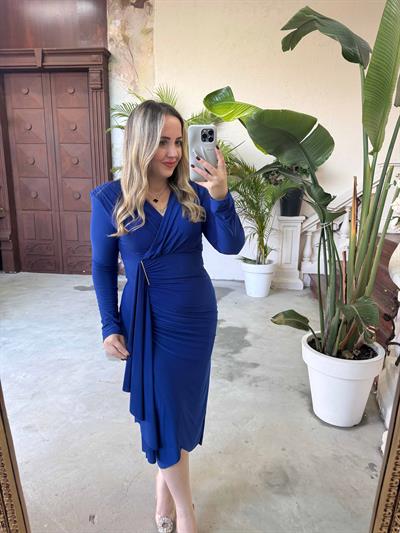 Candy Kumaş Yan Detaylı Elbise Saks