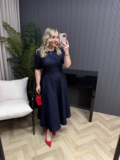 Ceremony Tasarım Prenses Model Denim Elbise 