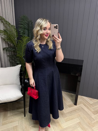 Ceremony Tasarım Prenses Model Denim Elbise 