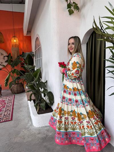 Çiçek Desenli Vira Elbise