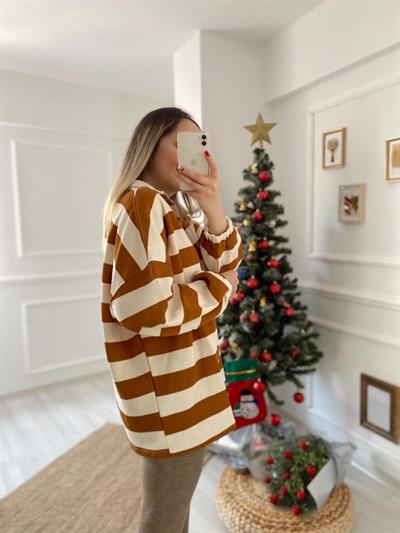 Çizgili Yumoş Sweatshirt