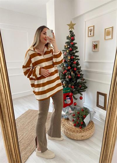 Çizgili Yumoş Sweatshirt