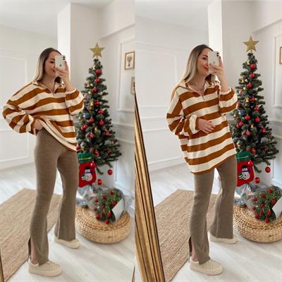 Çizgili Yumoş Sweatshirt