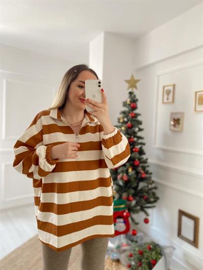 Çizgili Yumoş Sweatshirt