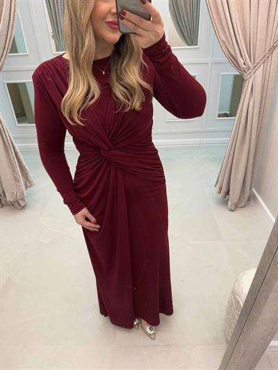 Coco Vatkalı Tasarım Elbise Bordo